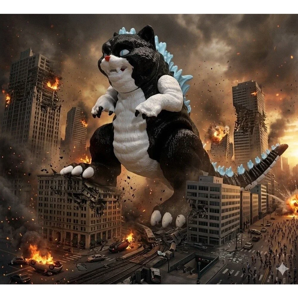 3D Printed Godzilla Inspired Articulated Catzilla Fidget Toy 3.5 in